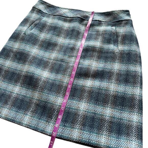 Talbots Wool Blend Pencil Skirt Womens Sz 8 Blue Plaid short Professional Preppy - Picture 9 of 10